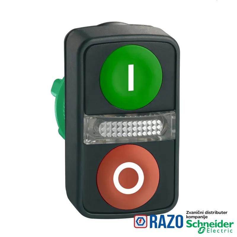 zeleni udubljeni/crveni udubljeni svetleći dvostruki taster Ø22 sa oznakama 