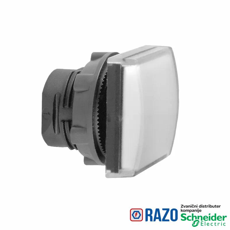 bela kvadratna glava signalne lampice Ø22 ravna sočiva za integrisan LED 