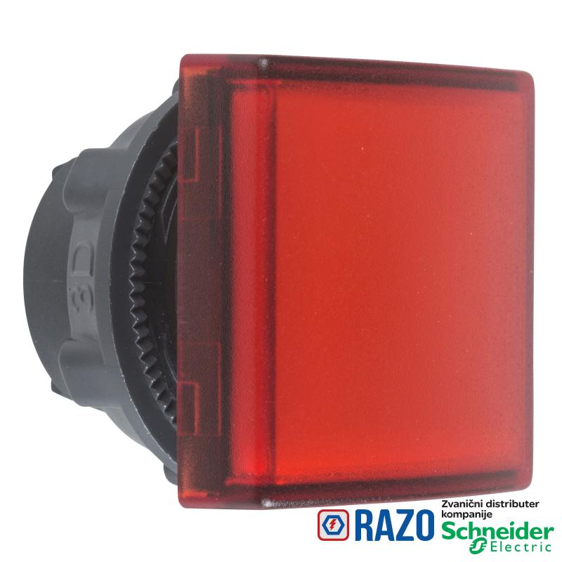 kvadratna crvena glava signalne lampice Ø22 ravna sočiva za integrisan LED 