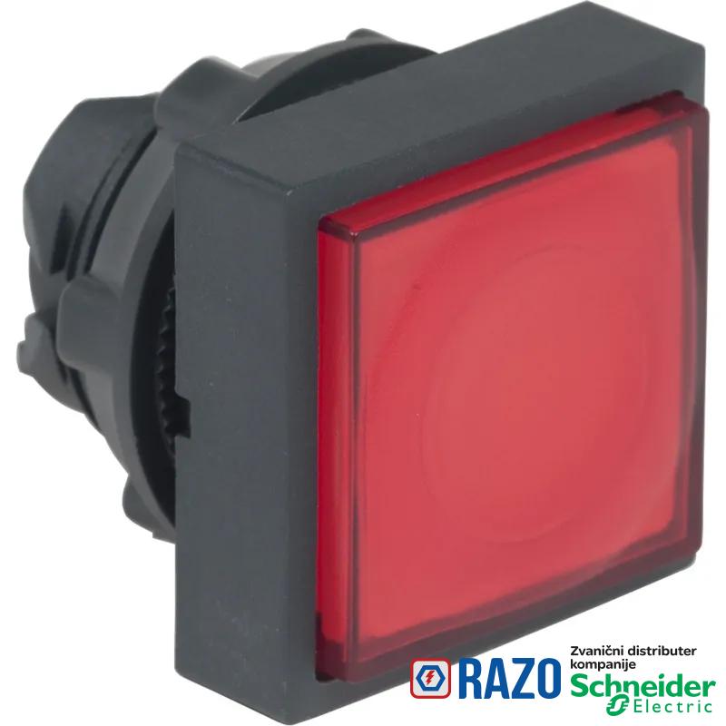 crvena kvadratna izbočena glava svetlećeg tastera Ø22 sa povratkom za integ.LED 