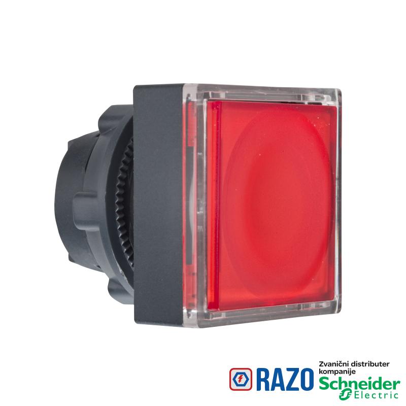 crvena kvadratna udub.glava svetlećeg tastera Ø22 sa povratkom za integrisan LED 