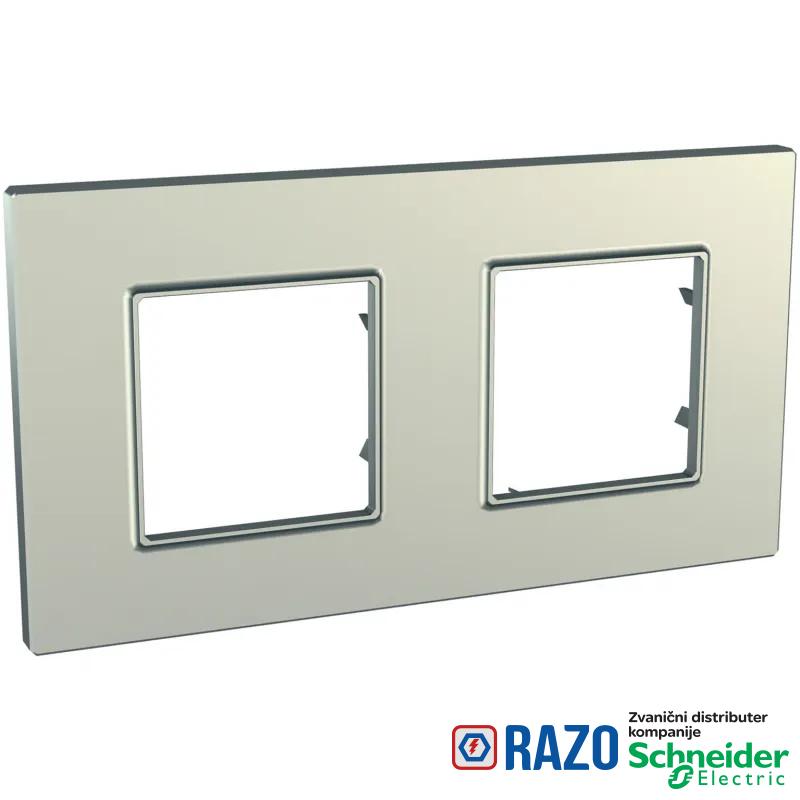 Unica Quadro Metallized - dekorativni ram - dvostruki, H71/V71 - titanijum 