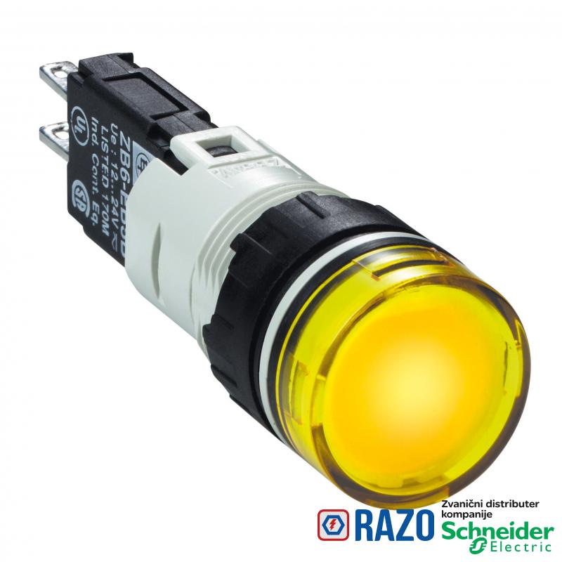 žuta kompletna signalna lampica Ø16 sa integrisanim LED 12...24V 
